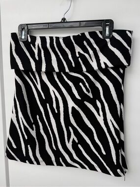Zebra Print Strapless Tube Top Size Large Black White Stretch